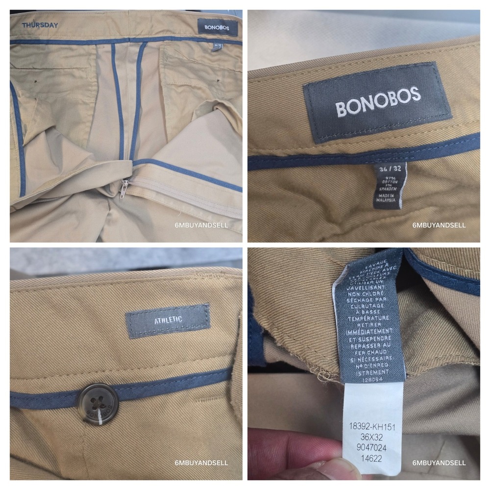 Bonobos Weekday Warrior Athletic Fit Chinos Tan Khaki Pants Mens 36x32 Thursday - Picture 8 of 16